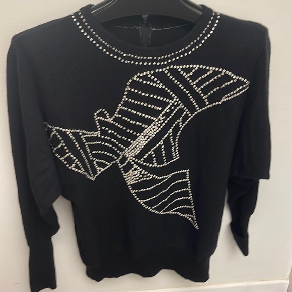 Vintage 1980s Hanae Mori paris designer hand sewn rhinestone wool
